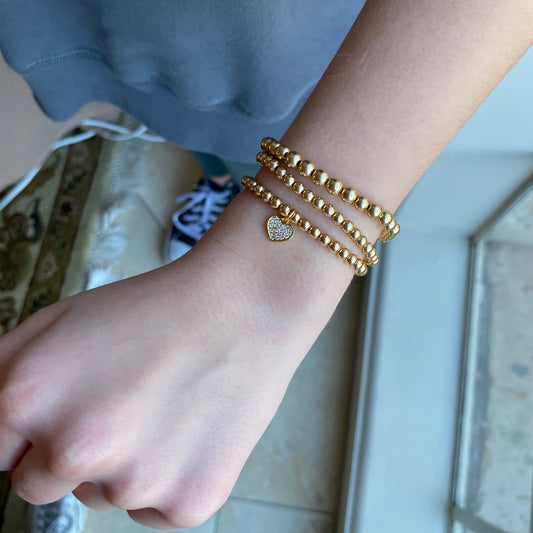 Gold Charm Bracelet - Heart CZ Charm